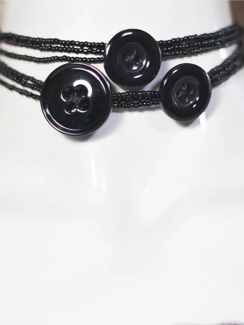 π€ Handcrafted Black Bead Button Choker #goth #whimsygoth